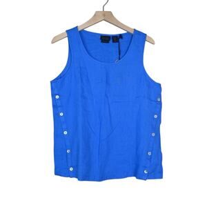 Rachel Rachel Zoe Womens M Blue Linen Button Detail Blouse NEW